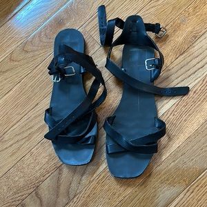 Dolce Vita Black flat sandals with double ankle straps